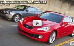 Genesis Coupe, 370Z, Mustang GT drag race