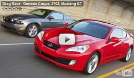 Genesis Coupe, 370Z, Mustang GT drag race