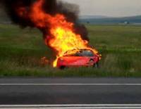 Ferrari F430 in flames after crash