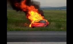 Ferrari F430 in flames after crash