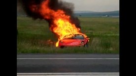 Ferrari F430 in flames after crash