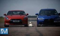 Nissan GT-R vs Mitsubishi Evo X FQ-400 video