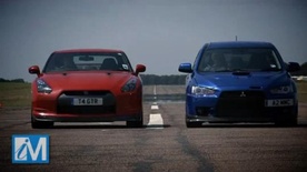 Nissan GT-R vs Mitsubishi Evo X FQ-400 video