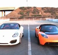 Porsche Boxster Spyder vs Tesla Roadster Sport
