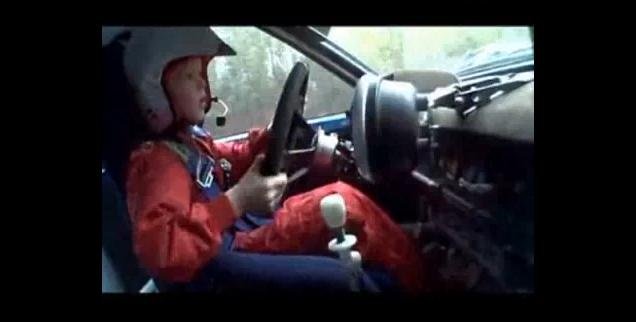 8 year old driving rally car