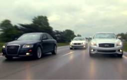 Video: 2010 Audi A6 3.0T Quattro vs 2011 BMW 535i vs 2011 Infiniti M37