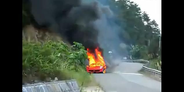 Ferrari 458 Italia on fire