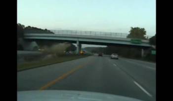 Video: Pontiac Firebird flies into bridge during crash