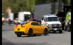 Video: Bumblebee Camaro Crashes into Cop Car