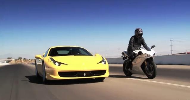 Ferrari 458 Italia vs Ducati 1198S video