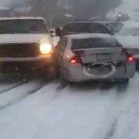 Video: Cars Sliding and Crashing on Icy Road