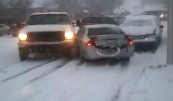 Video: Cars Sliding and Crashing on Icy Road