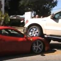 Video: Ferrari 458 Italia crashed by Ford F 150