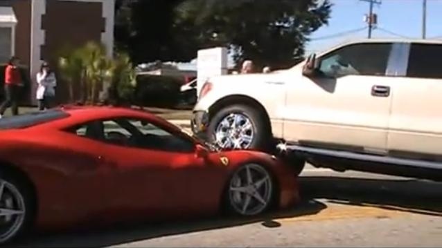 Video: Ferrari 458 Italia crashed by Ford F 150