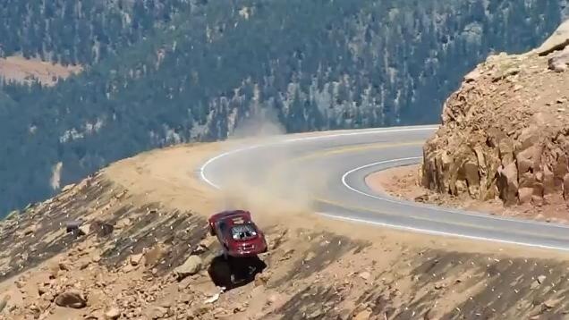 Bobby Register crashing and going downhill at Pikes Peak 2011