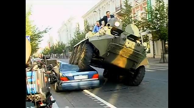 Video: Mercedes S Class Crushed by Mayor with Armored Carrier