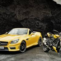 Mercedes SLK 55 AMG and Ducati Streetfighter 848 in Streetfighter Yellow