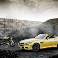 Mercedes SLK 55 AMG and Ducati Streetfighter 848 in Streetfighter Yellow