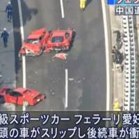 Video: 8 Ferraris 3 Mercs and 1 Lambo Involved in Massive Crash