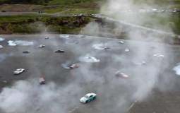 World Record: 75 Cars Simultaneously Doing Donuts