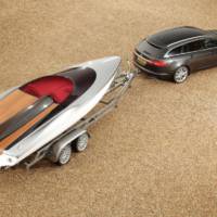 2013 Jaguar XF Sportbrake introduced along a speed boat