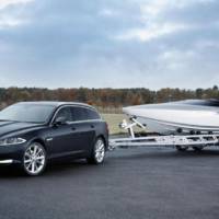 2013 Jaguar XF Sportbrake introduced along a speed boat