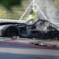 Mercedes-Benz SLS AMG Black Series prototype burns on the Ring