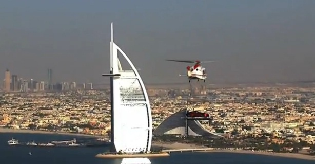 Aston Martin Vanquish on the top of Dubai