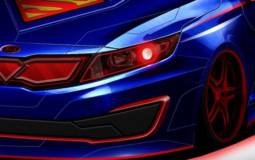 Kia Optima dressed in Superman clothes