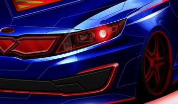 Kia Optima dressed in Superman clothes