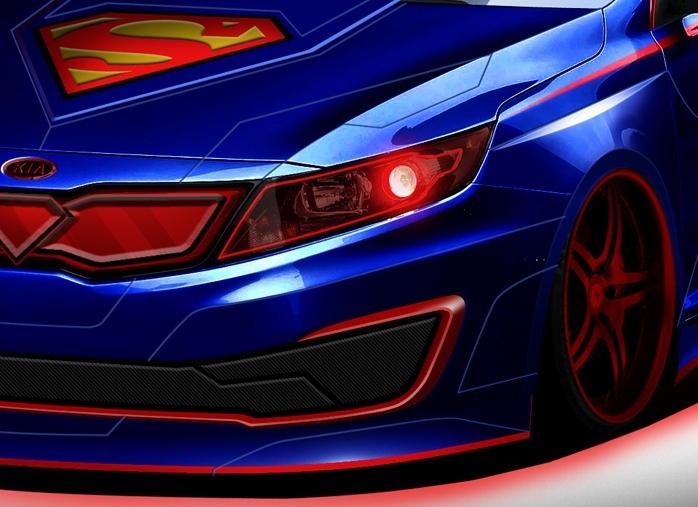 Kia Optima dressed in Superman clothes CarSession