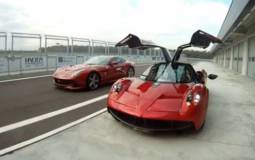 Video: Pagani Huayra versus Ferrari F12 Berlinetta on the track