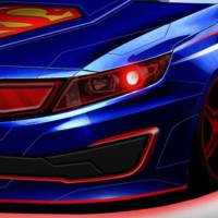 Kia Optima dressed in Superman clothes