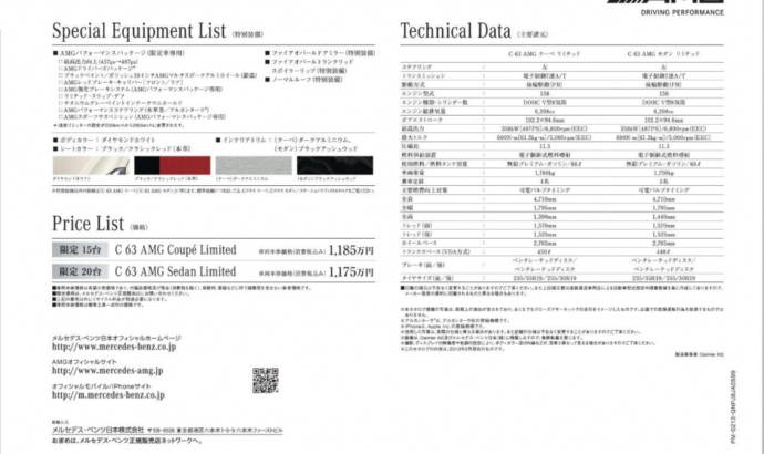 2013 Mercedes C63 AMG Limited Edition launched in Japan