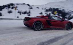 McLaren MP4-12C Spider and Rhys Millen races snowboarder on Loveland Pass