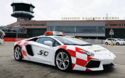 Lamborghini Aventador Follow Me car at Bologna Airport