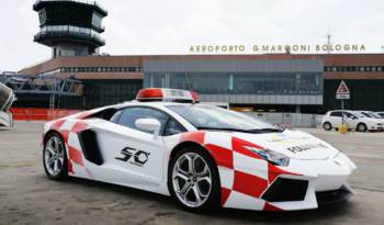 Lamborghini Aventador Follow Me car at Bologna Airport