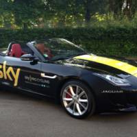 Chris Froome receives a Jaguar F-Type