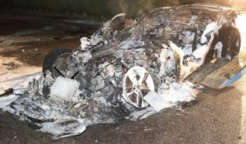 A Jaguar F-Type has turned to ashes in Belgium