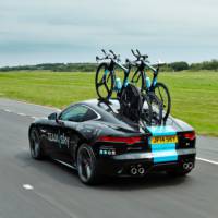 A one-off Jaguar F-Type R Coupe is a support vehicle for Tour de France