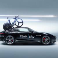 A one-off Jaguar F-Type R Coupe is a support vehicle for Tour de France