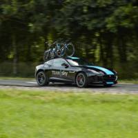 A one-off Jaguar F-Type R Coupe is a support vehicle for Tour de France