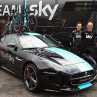 A one-off Jaguar F-Type R Coupe is a support vehicle for Tour de France