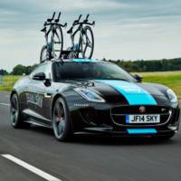 A one-off Jaguar F-Type R Coupe is a support vehicle for Tour de France