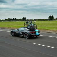 A one-off Jaguar F-Type R Coupe is a support vehicle for Tour de France