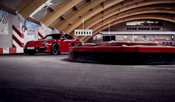 Porsche Cayman GTS is having fun on a Go-Kart track (Video)