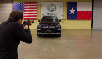 Armored Mercedes GL faces AK47 attack