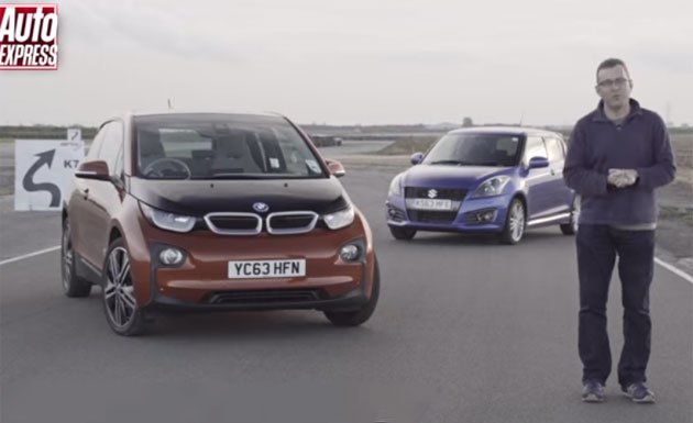 BMW i3 and Suzuki Swift fight in AutoExpress track battle