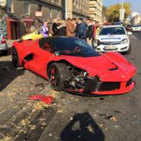 Ferrari LaFerrari hits three parked cars