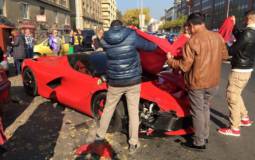 Ferrari LaFerrari hits three parked cars